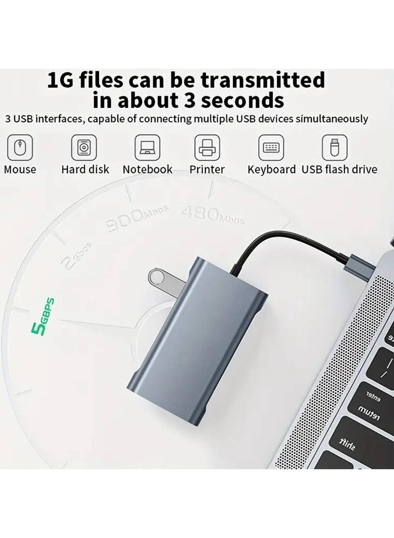 م اكس م محول USB C Hub 7 في 1، 4K 30 هرتز، من النوع C إلى HDTV، محول USB 3.0 متوافق، محطة إرساء USB C Hub 7 في 1، موزع USB C PD بقوة 100 وات، توافق عالمي، (7 منافذ-B) - Image 4